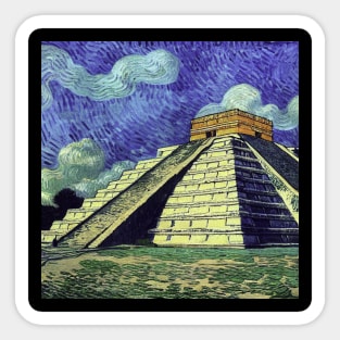 Chichen Itza painting, Vincent van Gogh style Sticker